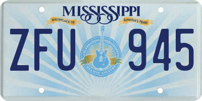 MS license plate ZFU945