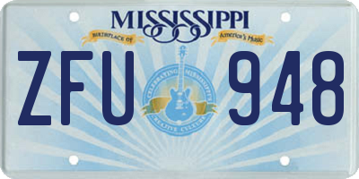 MS license plate ZFU948