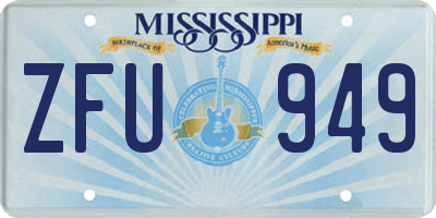 MS license plate ZFU949