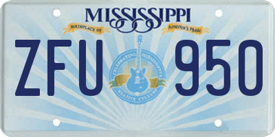 MS license plate ZFU950