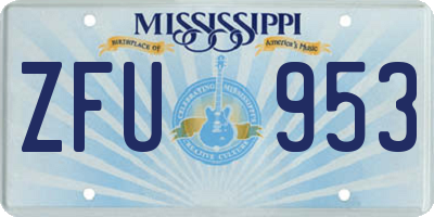 MS license plate ZFU953