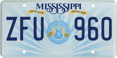 MS license plate ZFU960