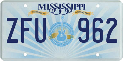 MS license plate ZFU962