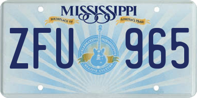 MS license plate ZFU965