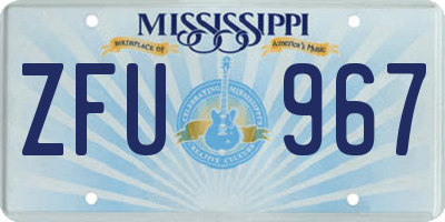 MS license plate ZFU967