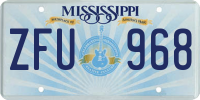 MS license plate ZFU968