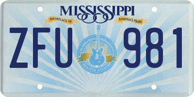 MS license plate ZFU981