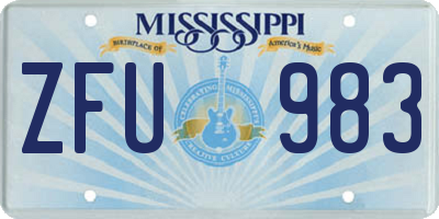 MS license plate ZFU983