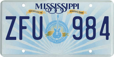 MS license plate ZFU984