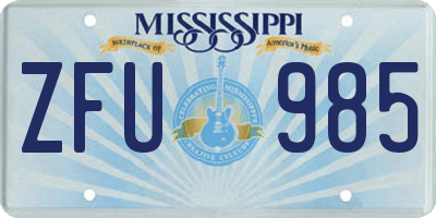 MS license plate ZFU985