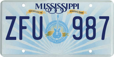 MS license plate ZFU987