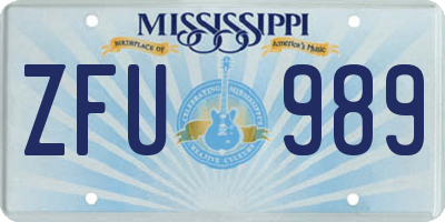 MS license plate ZFU989