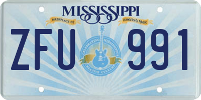 MS license plate ZFU991