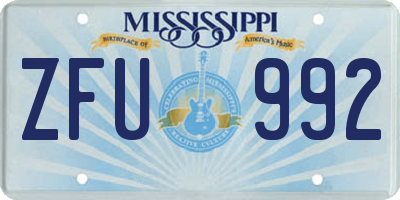 MS license plate ZFU992