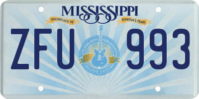 MS license plate ZFU993