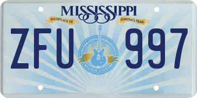 MS license plate ZFU997
