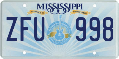 MS license plate ZFU998