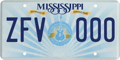 MS license plate ZFV000