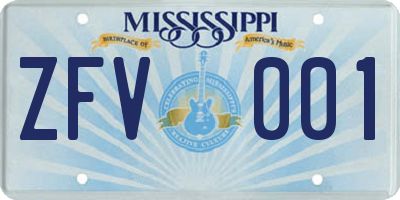MS license plate ZFV001