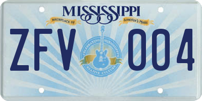 MS license plate ZFV004