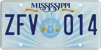 MS license plate ZFV014
