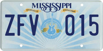 MS license plate ZFV015
