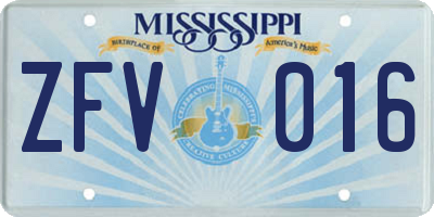 MS license plate ZFV016