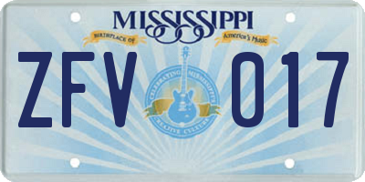 MS license plate ZFV017