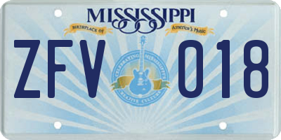 MS license plate ZFV018