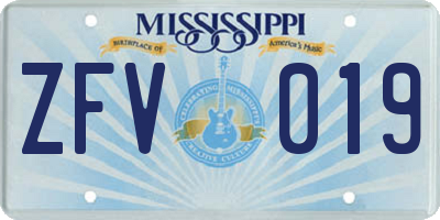 MS license plate ZFV019