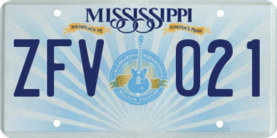 MS license plate ZFV021