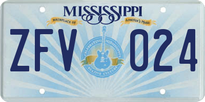 MS license plate ZFV024
