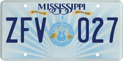 MS license plate ZFV027