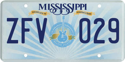 MS license plate ZFV029