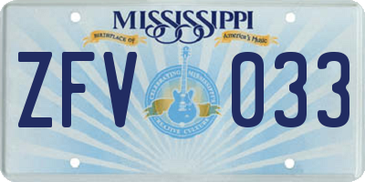 MS license plate ZFV033