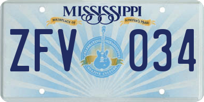 MS license plate ZFV034
