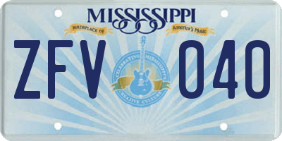 MS license plate ZFV040