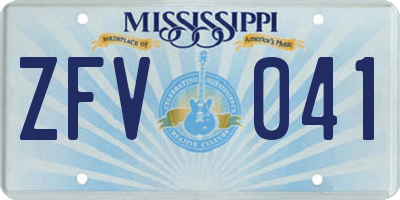 MS license plate ZFV041