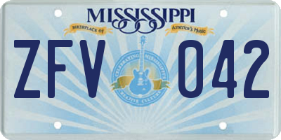 MS license plate ZFV042