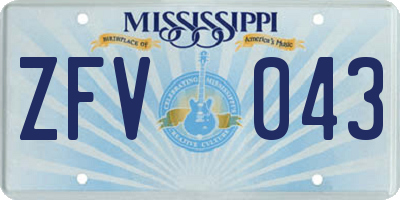 MS license plate ZFV043