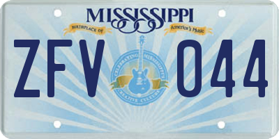 MS license plate ZFV044