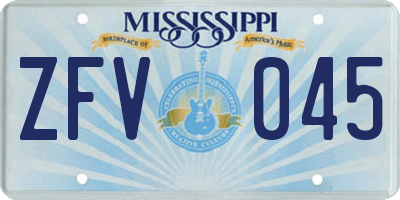 MS license plate ZFV045