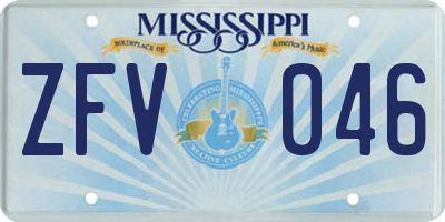 MS license plate ZFV046