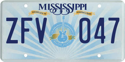 MS license plate ZFV047