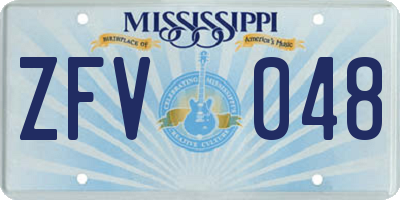 MS license plate ZFV048