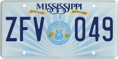 MS license plate ZFV049