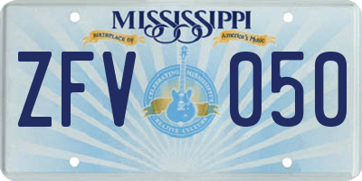 MS license plate ZFV050