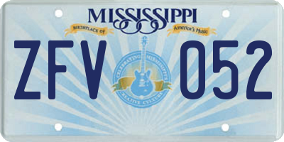 MS license plate ZFV052