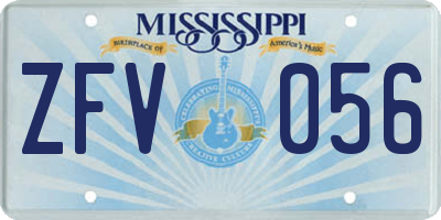 MS license plate ZFV056