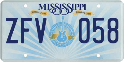 MS license plate ZFV058